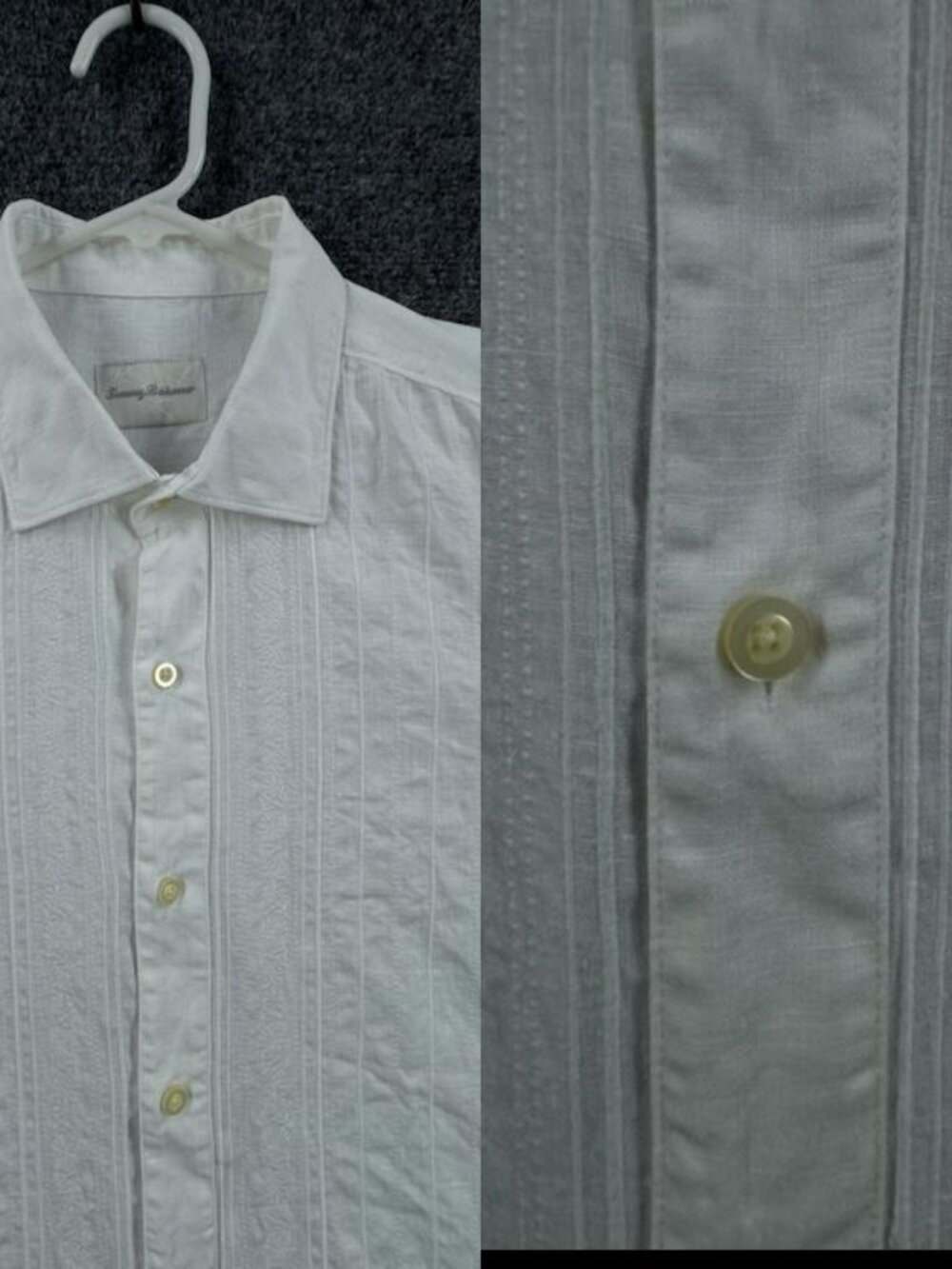 Tommy Bahama XL Logo White Long Sleeve Shirt Button Up Mens Linen Adult Woven